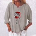 thumbnail image 2 of Pompotops Chemise Décontractée en Coton à Manches Longues Imprimée de Noël Col en V pour Femmes, 2 of 4