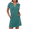 thumbnail image 3 of Meichang Robe Chemise Courte d'Été pour Femmes à Col à Revers en V, Manches Courtes, Tennis Golf, avec Poches, 3 of 10