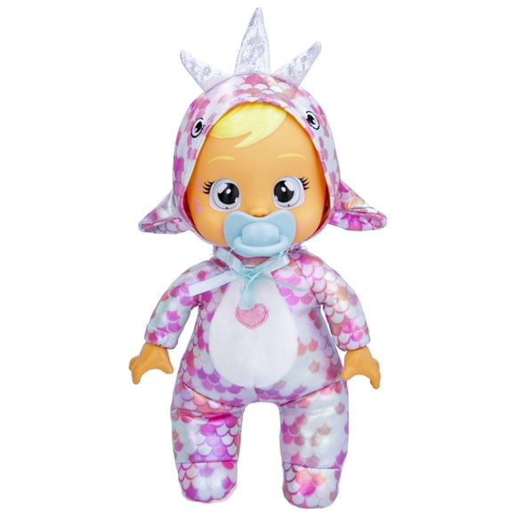 Cry Babies Tiny Cuddles Dinos Stella - Poupée de 9 po, verse de véritables larmes, pyjama sur le thème des dinosaures avec des accents métallisés