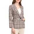 thumbnail image 4 of INSPIRE CHIC Blazers pour Femmes Revers Cranté Manches Longues un Bouton Blazer à Carreaux Brun Beige G, 4 of 7