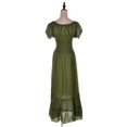 thumbnail image 3 of Robe Maxi pour Femme de Style Renaissance Paysanne, Style Bohème, Manches Cap, Bordure en Dentelle, Vert Olive, XX-Grand, 3 of 5