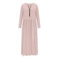 thumbnail image 4 of Gspmoly Robes d'Été pour Femmes, Robe Décontractée à Taille pour Femmes à Manches Longues avec Fermeture Éclair, Robe à Col en V Pur, Robes de Vacances pour Femmes en Liquidation, 4 of 6