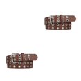 thumbnail image 3 of Decodeary No Loose Thread Double Buckle Belt For Womens Jeans Neat Look Waistband Party Punk Pin Dress Coffee 110cm 2Set, 3 of 6