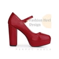 thumbnail image 3 of BLISSFUL STEP Chaussures pour Femmes Escarpins Mary Jane Talon Épais Plateforme Bout Rond Bride à la Cheville Talons Rouges 10, 3 of 6