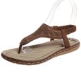 thumbnail image 4 of Hyknon Sandals for Women Large Size New Toe Clip Rhinestone Sandals Elastic Flat Shoes Arch Support Comfortable Sandals, 4 of 5