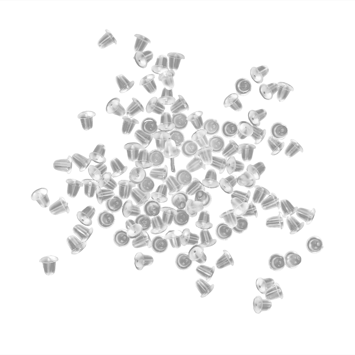 100 Pcs Dos de Boucles d'Oreilles en Plastique Transparent (Blanc)