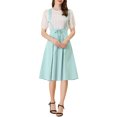 thumbnail image 1 of Unique Bargains Jupe Midi Plissée à Bretelles Rétro à Taille Élastique pour Femme, Vert Pâle, TG, 1 of 6