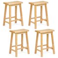 thumbnail image 1 of PJ Wood Classic 24'' Saddle Seat Kitchen Bar Stool, Natural (4 Pack), 1 of 9