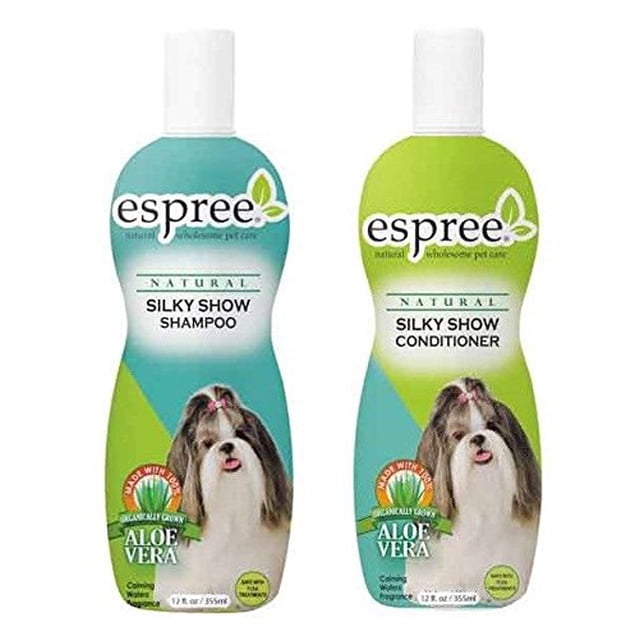 eS Silk Show Natural Dog Grooming Bathing Shampoo & Conditioner Kit 12 oz Bottles