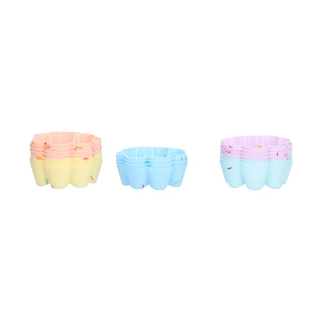 Baking , 20Pcs Silicone Flower Shaped Baking Cup For Cupcake 7 Petal Flower Set