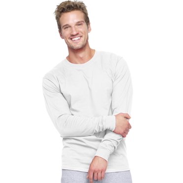 Hanes Beefy-T Men`s Long-Sleeve T-Shirt, M, White