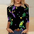thumbnail image 2 of Outfmvch Chemises Mardi Gras pour Femmes, Manches 3/4 Hauts pour Femmes, Tenue Mardi Gras pour Femmes, Blouses pour Femmes, Hauts d'Entraînement pour Femmes, Tunique Graphique de Carnaval Manches 3/4 Col Rond Blouse Marine TG, 2 of 5