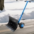 thumbnail image 1 of COZONY Pelle à Neige Robuste avec Roues, Lame en Acier Réglable 29 Pouces L X 16 Pouces H, Pousse-Neige Ergonomique avec Poignée Réglable en Angle et en Hauteur, Plaque Antidérapante Noire + Poteaux Bleus, pour Allée et Trottoirs, 1 of 7