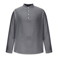thumbnail image 3 of Dagugfen Plus Size Shirts for Men Striped Long Sleeve Button V Neck Slim Lightweight Casual Work Tops, 3 of 6