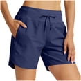 thumbnail image 1 of Yammkia Jolis Shorts de Course Shorts de Randonnée pour Femmes Shorts Légers à Séchage Rapide Résistants à l'Eau avec Poches (Marine, TP), 1 of 4