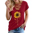 thumbnail image 1 of Fridja T-Shirt Décontracté Ample à Imprimé Floral Col en V Manches Courtes pour Femmes, 1 of 8
