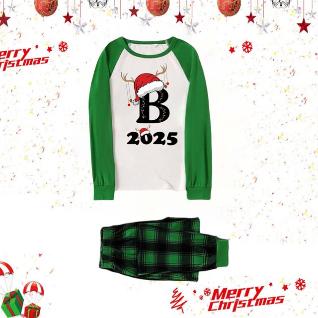 Dad Family Matching Christmas Pajamas Set Letter Print Parent Child Outfit