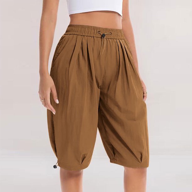 JYnXIANTI Bermuda Shorts for Women Elastic Waist Cinch Bottom