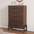 thumbnail image 3 of Bingirl Commode 5 Tiroirs pour Chambre, Tiroir de 50 Po de Hauteur avec Grand Espace de Rangement, Commode de Rangement Autoportante en Bois pour Salon, Chambre, Entrée - Brun, 3 of 7