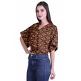 thumbnail image 3 of Moomaya Hauts à Manches Boxy Imprimés pour Femmes, Col en V, Taille Élastique, Kimono, 3 of 4