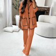 thumbnail image 2 of Timegard 2 Piece Outfits for Women V Neck Long Sleeve Button down Jackets Straight Leg Pants Fall Sets, 2 of 6