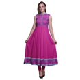 thumbnail image 1 of Bimba Kurti Longue Indienne Rose Fuchsia Damassé pour Femmes Tenue de Fête Imprimée Sans Manches Robe Anarkali Kurti Très Grande, 1 of 6