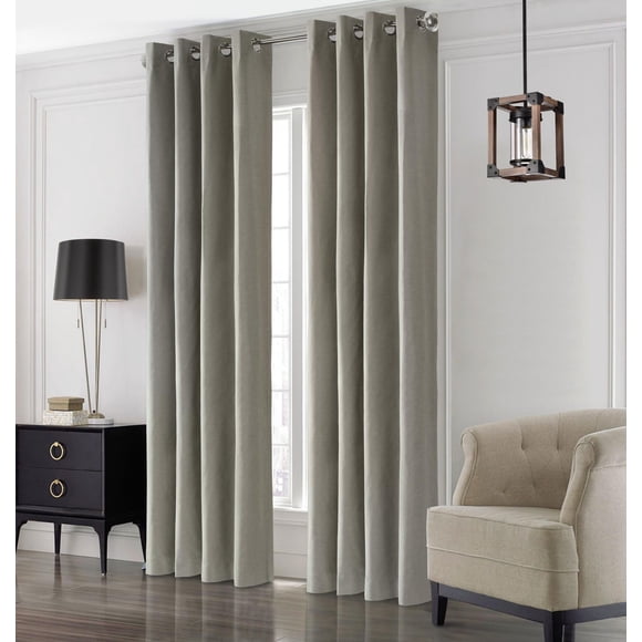 Loft Living Elba Total Blackout Textured Grommet Single Curtain Panel 52" x 63" in Light Grey