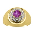 thumbnail image 1 of RYLOS Men's Rings Yellow Gold Plated Silver Designer Gypsy 7MM Round Gemstone & Diamond Ring Star Ruby July  Size 9, 1 of 6