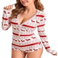 thumbnail image 4 of Pyjama une-Pièce à Manches Longues et Col en V Imprimé pour Femmes, Combinaisons Courtes, 4 of 5