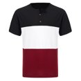 thumbnail image 2 of hopeusnice T-Shirt à Manches Courtes à Blocs de Couleur pour Homme Col Henley Coupe Ajustée Tee-Shirts Rouge TG, 2 of 4