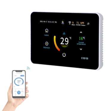 Thermostat Intelligent Wi-Fi Thermostat Programmable 5+2/ 6+1/ Horaire 7 Jours Application Télécommande Commande Vocale Degrés Celsius /°F PM2.5 Humidité Affichage Météo