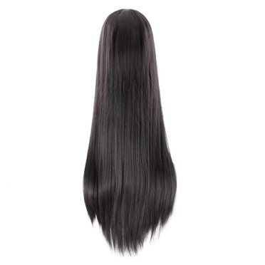 Perruque Noire Longue Perruque Universelle Noire Blanche Longue Cheveux Raides pour Hommes et Femmes