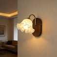 thumbnail image 4 of Vintage Wall Sconce 1pc Brown, Ruffled Glass Shade Vanity Light for Bedroom Living Room Hallway, 4 of 6