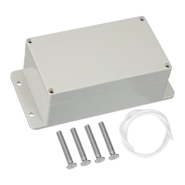 Uxcell Boîtier de Jonction, Boîtier d'Enceinte Électrique en Plastique ABS Étanche, Couvre-Fiche de Prise, Protecteur de Cordon avec Plaque de Montage pour Projets Électriques Intérieur Extérieur Blanc/gris 158 x 90 x 64 mm