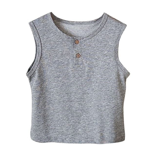 Plebaso Débardeurs pour Enfants en Coton Garçons Filles Camisoles Sans Manches Décontractées Col Rond Confortables T-Shirts d'Été