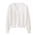 thumbnail image 1 of Timegard Cardigan for Women Lightweight Fall Cropped Solid Color Open Front Button Sweater Knit Coat, 1 of 9