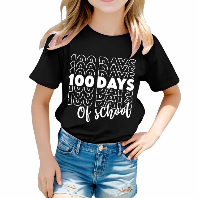 TZEWGL Chemise Décontractée pour Enfant Mignonne Imprimée Graphique Col Rond Manches Courtes Vêtements pour Filles Garçons Taille 6-7T