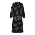 thumbnail image 4 of Robes pour Filles Mode pour Femmes Col en V Ample Manches Longues Coton Lin Imprimé Robe Longueur Cheville Longue Robe Robes T-Shirt en Liquidation, 4 of 8