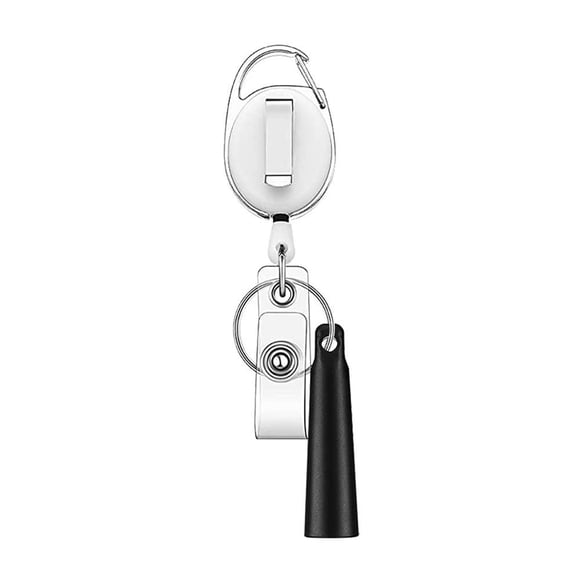 Zinc Alloy Retractable Badge Holder Solid Color ID Card Badge Reel With Pen Holder Keychain Badge Holder for Doctors Nurses and Workers