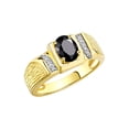 thumbnail image 3 of Rylos 14K Yellow Gold Classic 8X6MM Oval Onyx & Sparkling Diamond Ring - Birthstone Jewelry for Men -Size 9, 3 of 7
