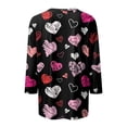 thumbnail image 3 of Vente Chaude!! T-Shirts de la Saint-Valentin pour Femmes Grande Taille à Manches 3/4, Chemise de Printemps, Tunique à Col Rond, Tenues Douces de la Saint-Valentin, Rose Vif + m, 3 of 4