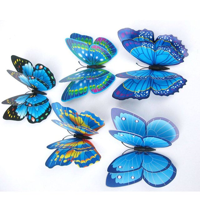 12 pcs Creative 3D Double Wings Wall Sticker 3D Butterfly Butterfly Art DIY Wall Stickers for Home Decoration