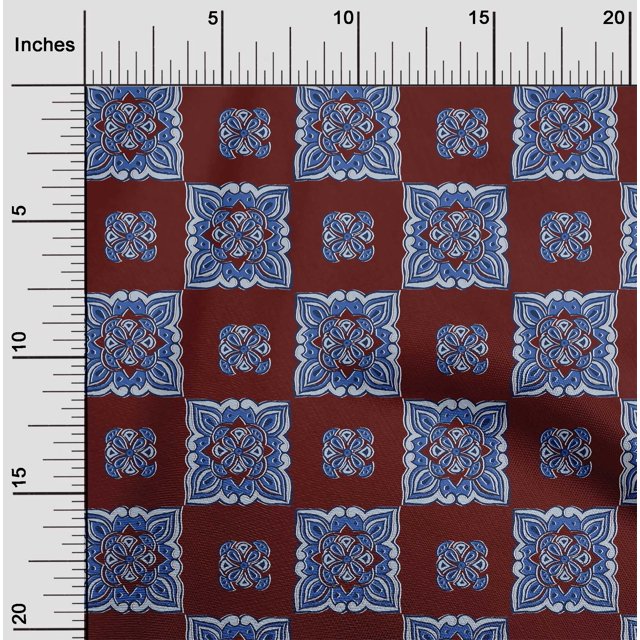 oneOone Cotton Flex Fabric Floral Block Printed Craft Fabric BTY 40 Inch Wide