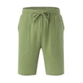 thumbnail image 4 of Men's Linen Shorts Casual Elastic Waist Drawstring Summer Beach Shorts, 4 of 6