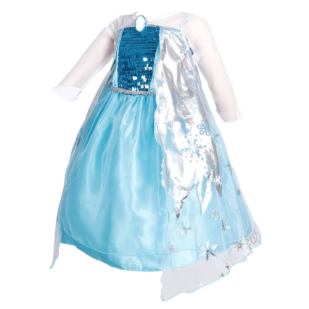 YOSICIL Déguisement de princesse Elsa avec accessoires pour fille Bleu 150 cm