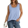 thumbnail image 4 of AherBiu Camisole pour Femmes Été Sans Manches Col Rond Décontractée Ample Couleur Unie Basique Camis T-Shirts, 4 of 6