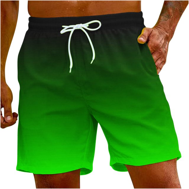 FAIWAD Mens Summer Gradient Shorts Casual Classic Short Pants Elastic Waist Drawstring Comfort Beach Shorts