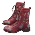 thumbnail image 2 of Cameland Women's Printed Embroidered Boots Over Feet Round Toe Chunky Ankle Boots, 2 of 4