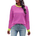 thumbnail image 1 of EQWLJWE Sweatshirts Oversize pour Femmes Coupe Ample, Sweatshirts Col Rond Clearance pour Femmes, Sweatshirts Tunice pour Femmes, Haut à Manches Longues à Rayures Décontracté et à la Mode pour Femmes, 1 of 5
