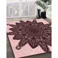thumbnail image 3 of Ahgly Tapis d'Intérieur Lavable en Machine Carré Transitionnel Rose Flamant, 5 Pieds Carré, 3 of 7